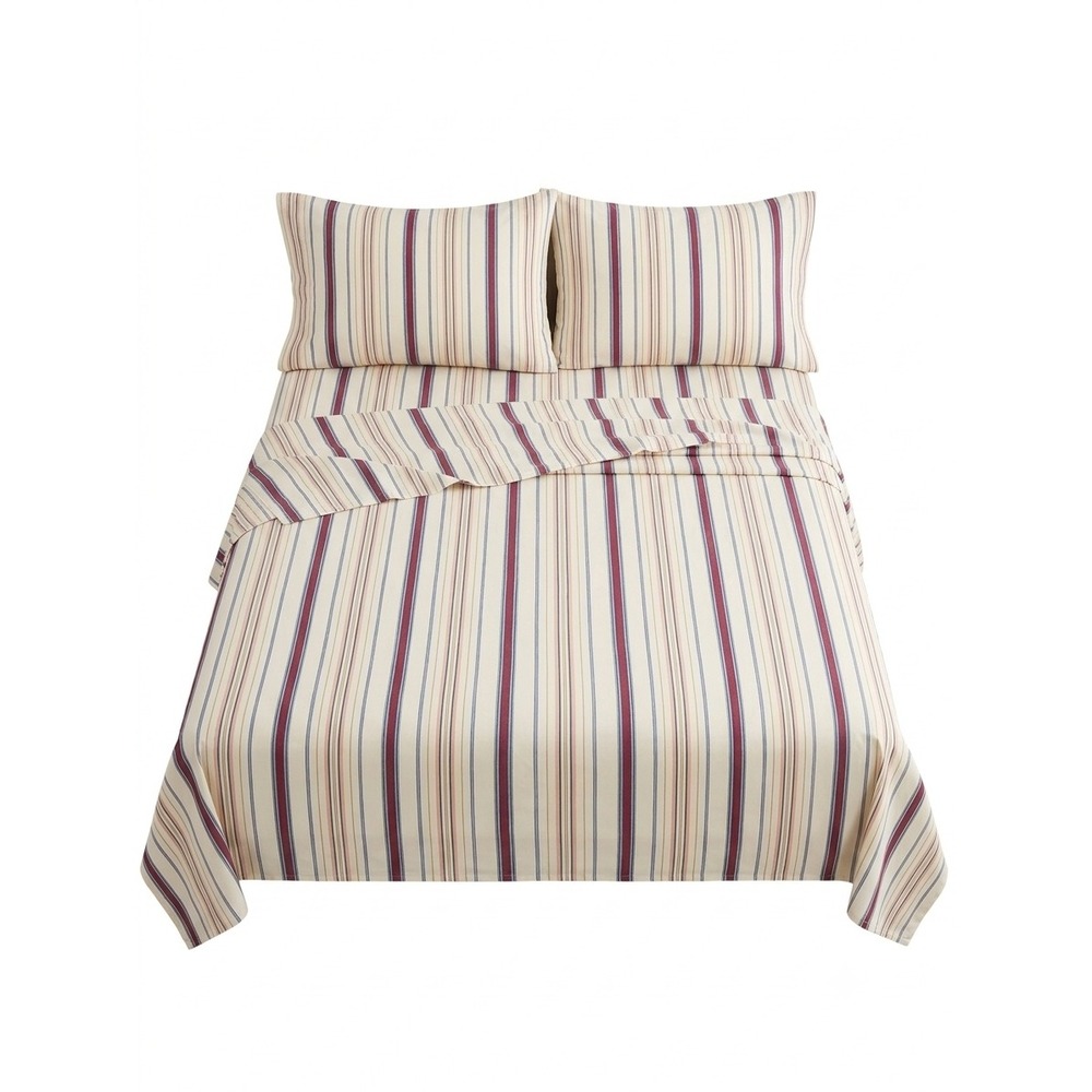 Chaps Home Casablanca King Sheet Set Multi Stripe 100% Cotton 4pc Discontinued